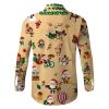Mymyguoe Christmas Shirt Men's Christmas Shirt Regular Fit Xmas Shirt Christmas Shirt Theme Shirt Christmas Print Ugly Shirt 3D Digital Print Men's Shirt with Buttons, khaki, L view 3