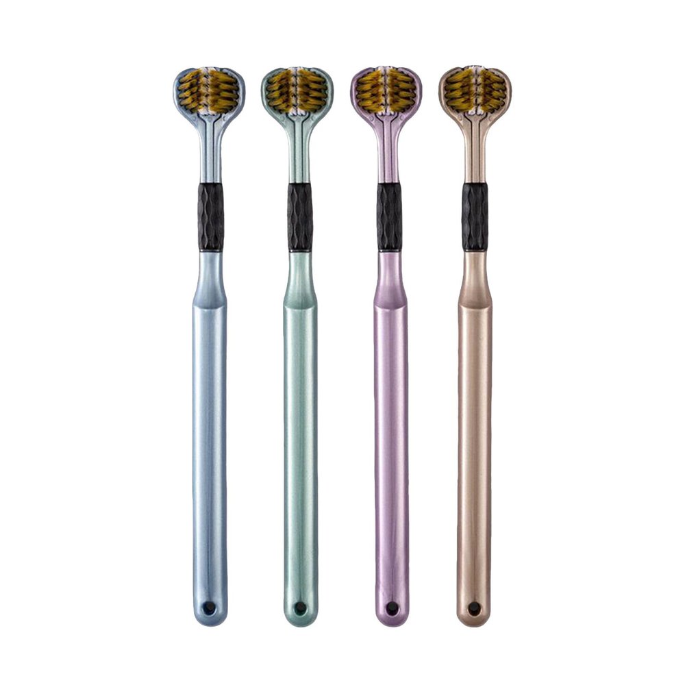 Pack of 4 U-Shaped Three-Sided Toothbrush, Three-sided Toothbrush, Three-Head Toothbrush Adults, Macaron Toothbrush with Soft Bristles, Soft Toothbrush (4)