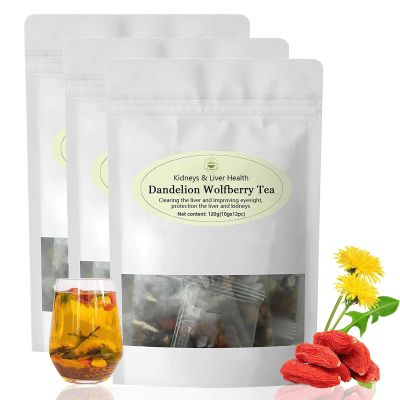 Dandelion Wolfberry Tea Organic - Seven Herbal Ingredients Natural Blend, Kidneys & Liver Health Tea 120g per Pack (3 Bags)
