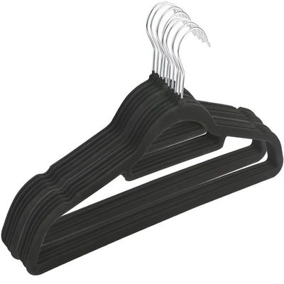 2 UR DOOR Velvet Coat Hangers  Non-Slip Slim Clothes Hangers For Coats, Dresses, Trousers With 360 Rotating Hook  Space-Saving Design For Wardrobe Organization  20 Pack (Black)