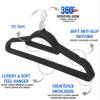 2 UR DOOR Velvet Coat Hangers  Non-Slip Slim Clothes Hangers For Coats, Dresses, Trousers With 360 Rotating Hook  Space-Saving Design For Wardrobe Organization  20 Pack (Black) view 3