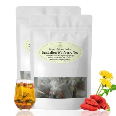 Dandelion Wolfberry Tea Organic - Seven Herbal Ingredients Natural Blend, Kidneys & Liver Health Tea 120g per Pack (2 Bags)