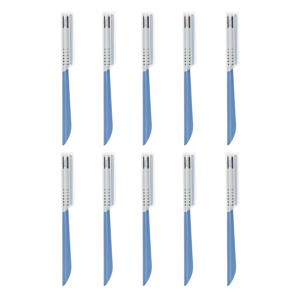 10 PCS Beard Mustache Straight Edge Razor, Dermaplaning Tool for Face Eyebrow Razor Straight Edge Trimmer Facial Hair Fuzz Remover Shaping Tool with Stainless Steel Blade for Women Men Grooming