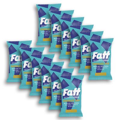 Fatt Keto Cookies - 12 X 30g Pack (Chocolate Chip) - 2.8g carbs - Ketogenic, Low Carb, Low Sugar, High Prebiotic Fibre - FattBar