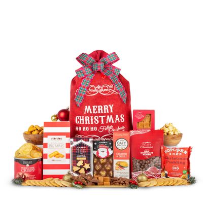 Santas Sack Festive Hamper  Family Basket - Christmas Basket  Chocolate Selection  Valley Bakery Shortbread  Corporate Present  Staff Reward