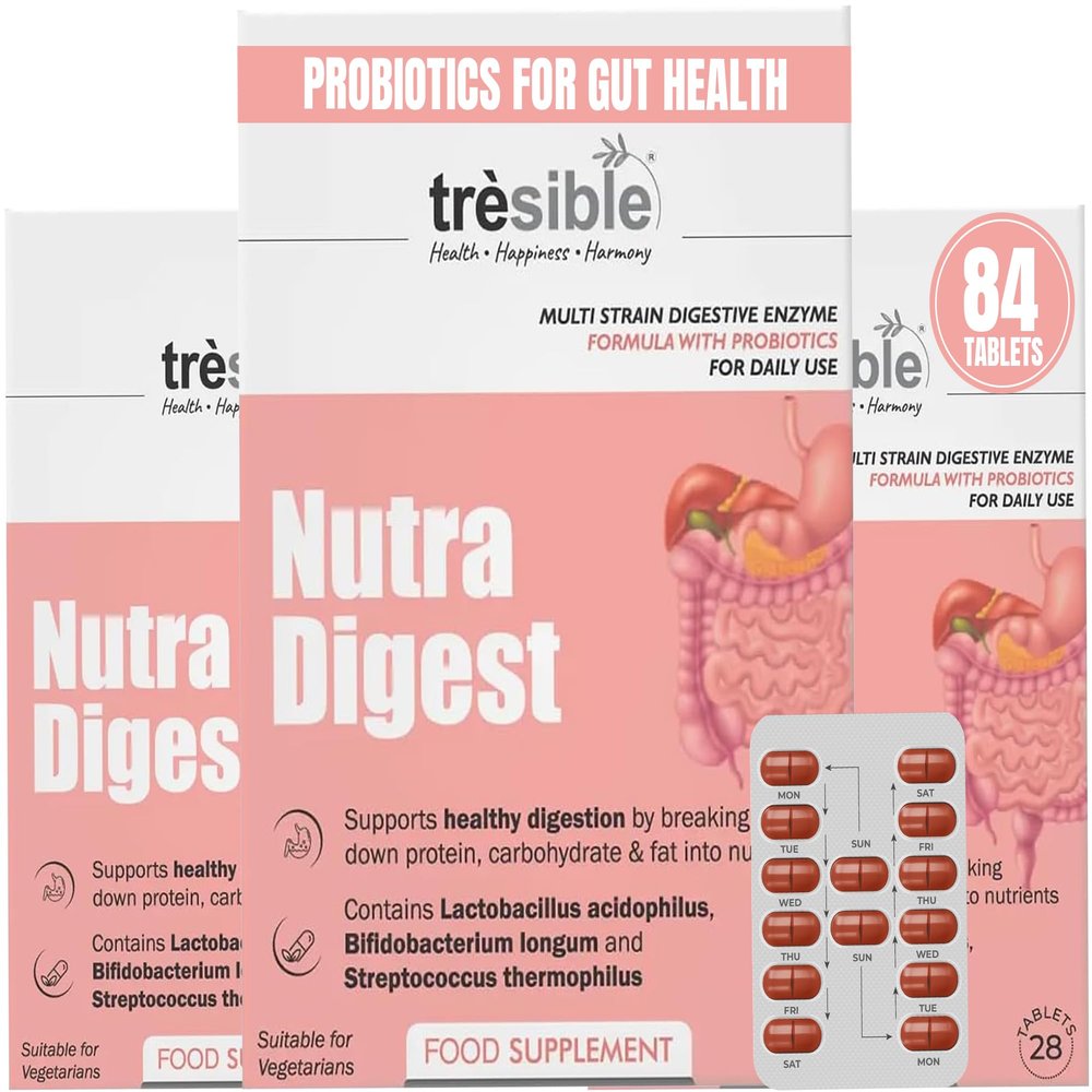 Tresible Probiotics for Gut Health Women and Men (3-Month Supply) - Probiotic Tablets for Gas, Constipation, and Bloating Relief - Digestive Enzyme Supplements with Lactobacillus Acidophilus Probiotic