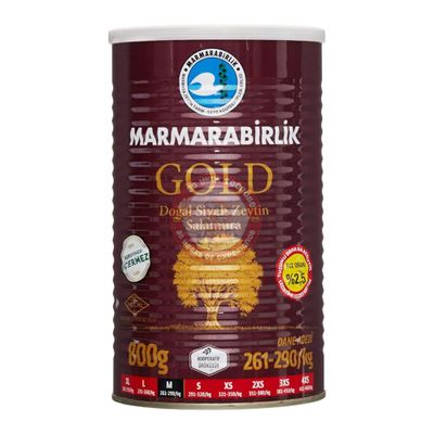 Marmarabirlik Gold M Natural Black Olives Strained 800 Gr 261-290/KG Turkish Olives Traditional Taste by BAKKALIM UK
