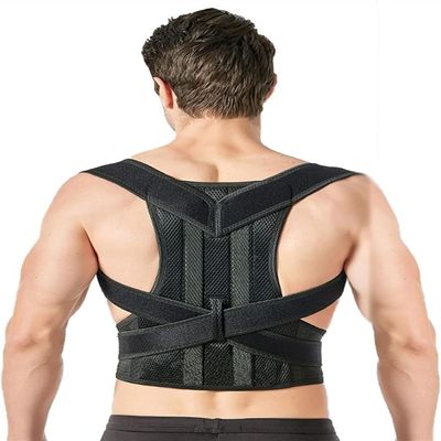 XS-5XL Plus Size Posture Corrector Men Women Back Brace For Upper And Lower Back Support Straightener Waist Belts Provides Neck, Back, Shoulder Pain Relief,Black,XX