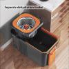 QIeAny Hand-Washable Mop Set, Removable Stainless Steel Clothes Basket, Rollers/Drainage Holes at The Bottom of The Mop Bucket + Integrated Washing And Dehydration + Rotating Joint,Black view 4