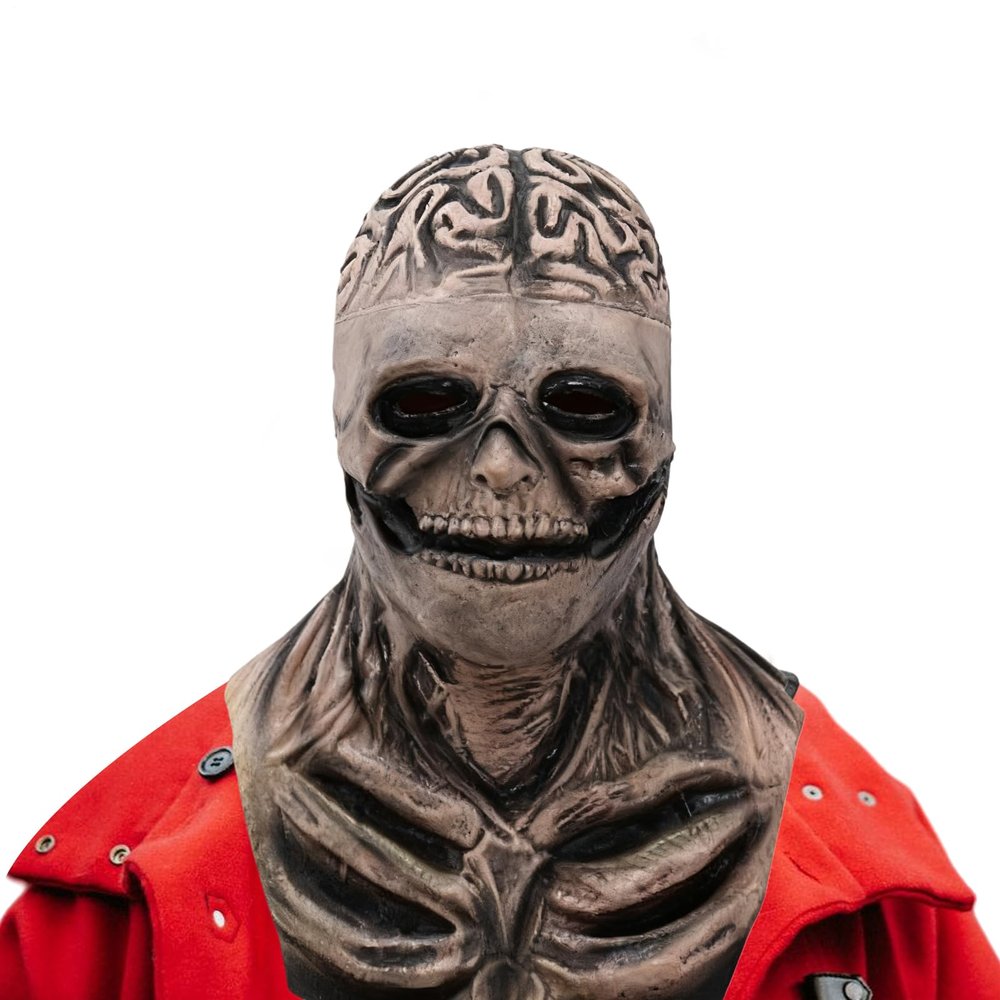 Uhngw Latex Human Skeleton Face Covering, Human Full Skull Headwear Cover,Halloween Full Skull Face Cover,Scary Full Skull Face Masque Halloween Costume for Fancy Dress, Festivals, Halloween
