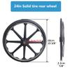 24-inch Wheelchair Rear Wheel Replacement, Manual Wheelchair Rear Wheel Accessory with Plated Armrests, Non-Inflatable Solid Polyurethane Rear Wheels view 2
