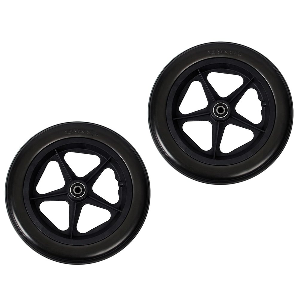 12 Inch Wheelchair Wheel Replacement Parts 1 Pair 12 1/2 X 2 1/4 Inch Traffic Chair Rear Wheel Assembly, Manual Wheelchair Replacement Parts Solid Tire Rear Wheel