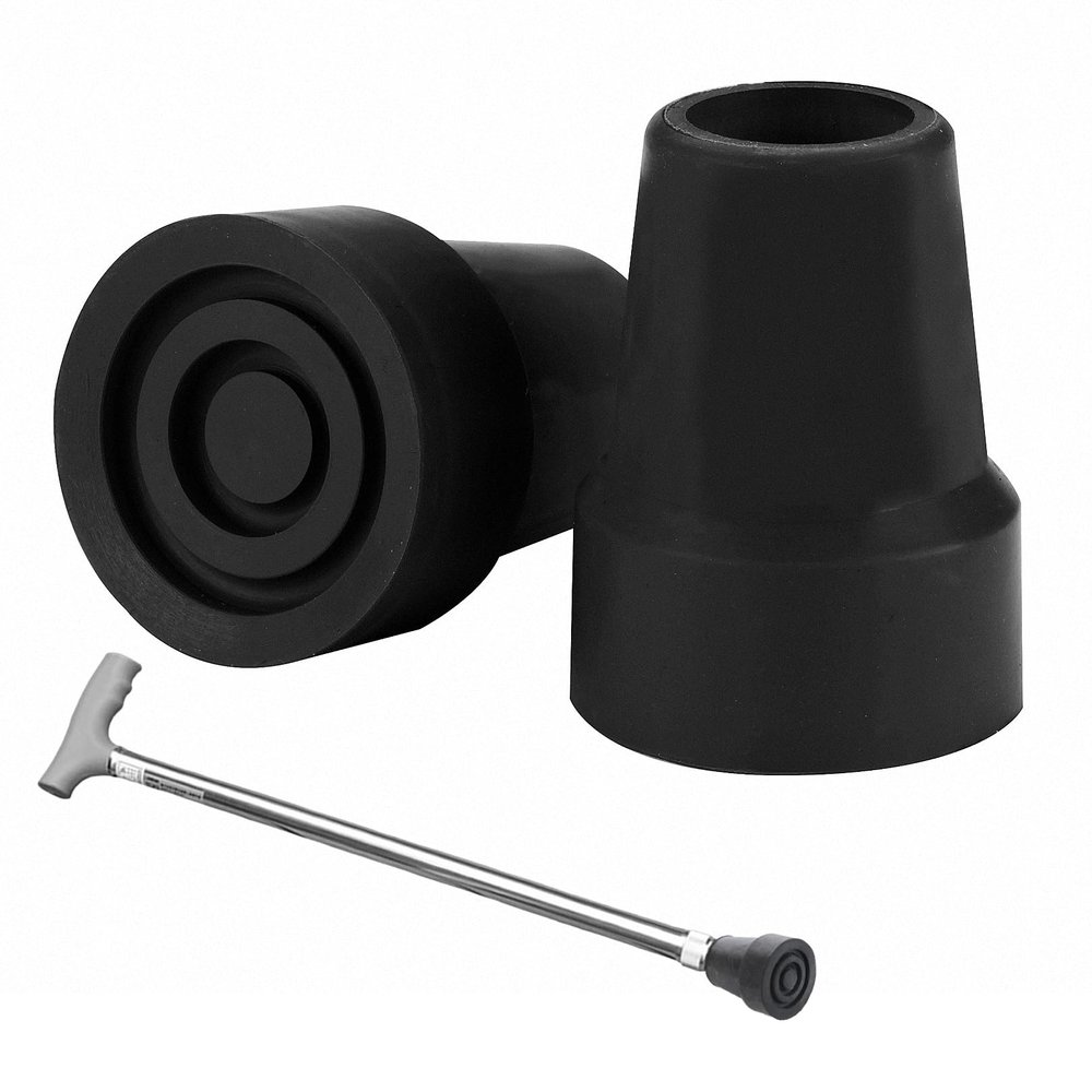 2 Pcs Black Walking Stick Rubber Ends,Non-Slip Stable Ferrules for Walking Sticks,TPR Material Cane Tip,Durable Crutches Rubber Ends Replacement,for Elderly Crutches,Adult Hiking,Walking