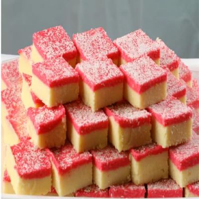 Lily's Indian Vegetarian Cuisine Ice Coconut Barfi For Your Family & Friend To Celebrate Diwali, Holi, Rakshabandhan And Many More Festival. 6 Pieces (Approximent Weight 420g)