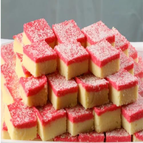 Lily's Indian Vegetarian Cuisine Ice Coconut Barfi For Your Family & Friend To Celebrate Diwali, Holi, Rakshabandhan And Many More Festival. 6 Pieces (Approximent Weight 420g)