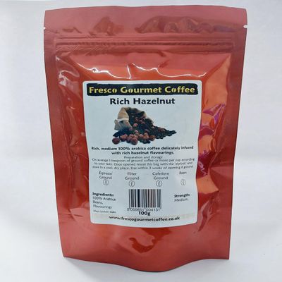 Flavoured Coffee Bean - Rich Hazelnut Ground for Filter Coffee Maker 100g