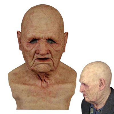 Old Man Masque Halloween,Scary Masque Headgear - Halloween Realistic Scary Headgear, Latex Cosplay Costume Face Cover for Adults