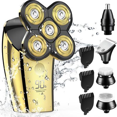 Electric Razor for Men's, Rechargeable Electric Shaver for Men 5 in 1 Head Shavers for Bald Wet and Dry Waterproof Electric Razor Bald Head Shaver