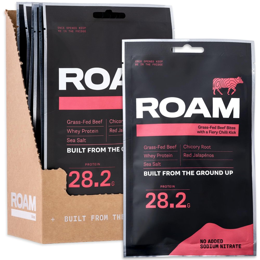 ROAM Natural Protein Bites, Meal Replacement Keto Bites, 6 x 70g Jalapeo Chilli Beef Bites & Healthy Snacks, Ideal For Carnivore Diet, Keto Sticks (Chilli Beef Bites)
