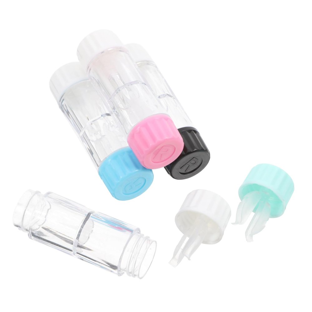 Didiseaon 4pcs Protective Hard Plastic Contact Lens Case, Practical Portable Container Holder for Daily Use, Easy to Carry Cosmetic Lens Storage Box with Leakproof Design