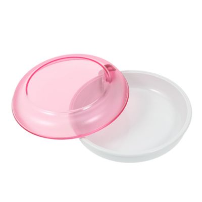 Ipetboom Portable Rotating Denture Case Pink Small Plastic Denture Storage Box Lid for Travel and Retainer Storage