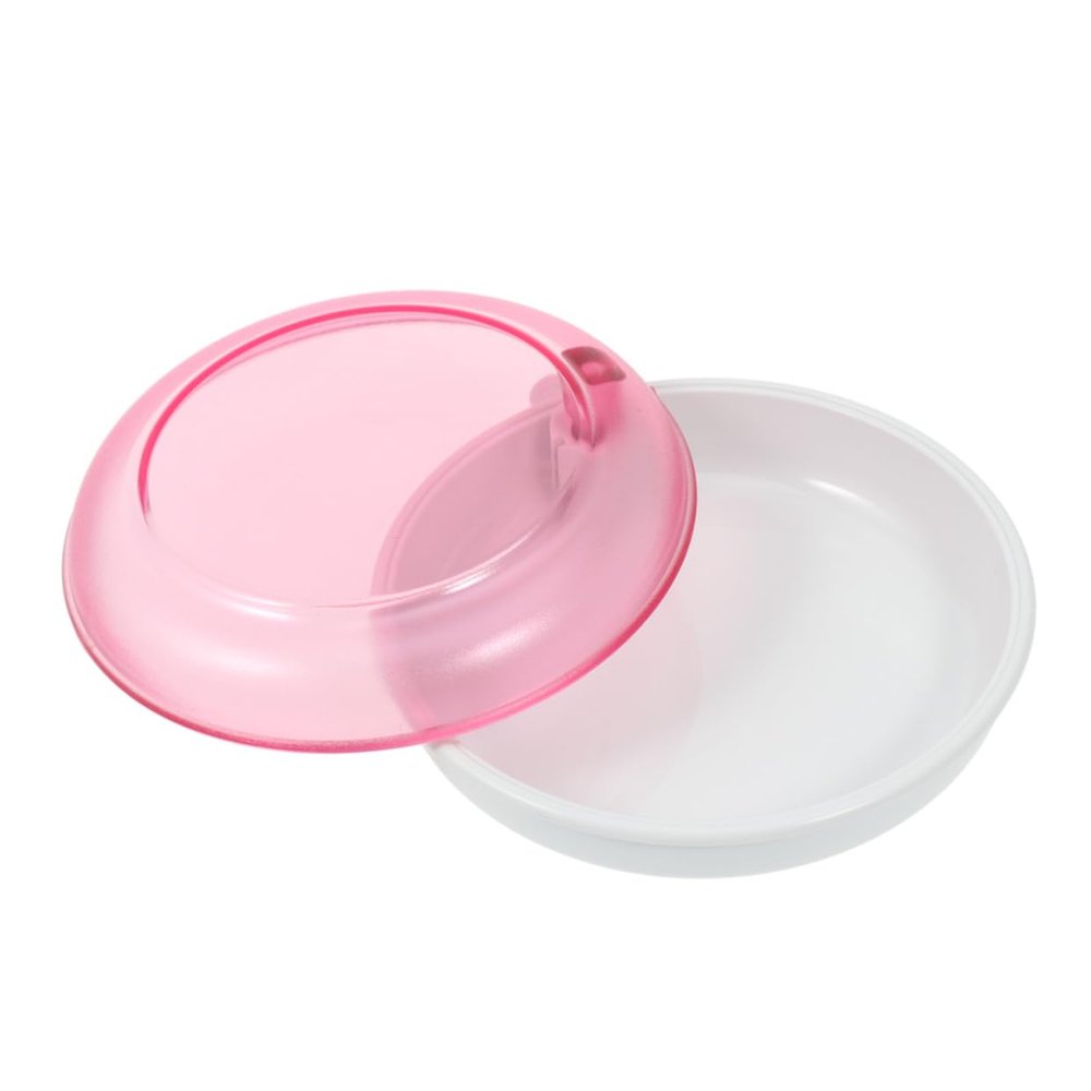 Ipetboom Portable Rotating Denture Case Pink Small Plastic Denture Storage Box Lid for Travel and Retainer Storage
