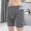 Catheter Underwear for Men with Elastics Cotton Catheter Pants with 2 Pocket & Fixer Striped Concealed Nephrostomy Bag Clothing for Elderly, Abdominal Surgery, No Urine Bag, XL Catheter Bag Holder view 3