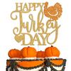 Happy Turkey Day Cake Topper, Thanksgiving Day Turkey Cake Decorations, Thanksgiving Blessed Cake Decor, Fall Turkey Thanksgiving Day Party Decoration Supplies view 1