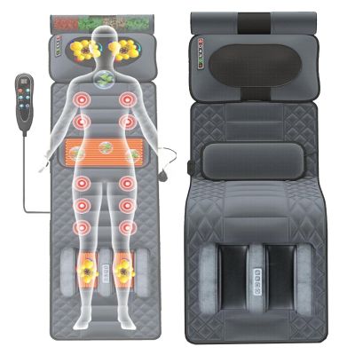 20 Heads Vibrating Massage Mat with Heat for Full Body Pain Relief - Electric Heated Chair Back Pad for Back Lumbar Leg Pain Relief, Foldable Storage - Multifunctional Massage Mattress Pad