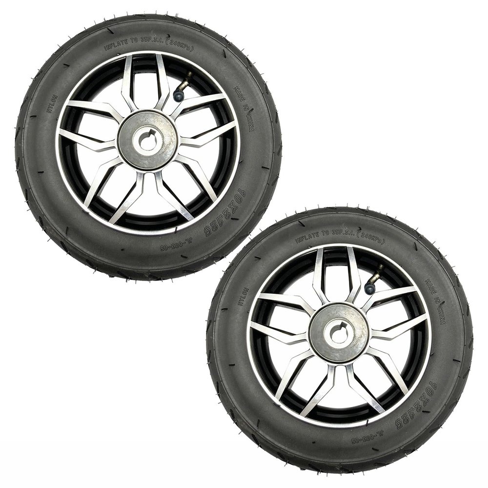 10 Inch Rear Wheel of Electric Wheelchair, 10x2.125 Replacement Rear Wheel of Wheelchair, Nylon Pneumatic Tire, Rear Wheel Assembly, Wheelchair Accessories (2 Psc)