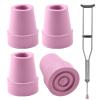 4Pcs Walking Stick Rubber Ends for Crutches, 19mm Heavy Duty Rubber Ferrules Replacement Cane Tips, Non-Slip Universal Fit Stoppers for Walking Sticks, Seniors Crutches, Hiking Sticks (Pink) view 1