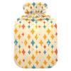 Hot Water Bottle, 1L Small Hot Water Bag with Soft Plush Warmer Cover Diamonds Yellow, Leak Proof Screw Plug Best for Winter Sports Outdoors Back Neck and Leg Cold Muscle Pain and Cramps view 1