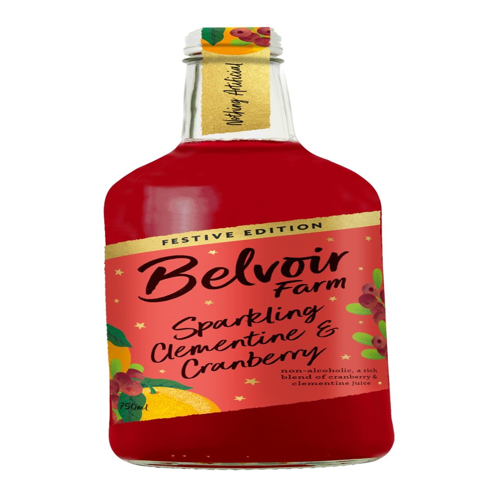 Belvoir Farm Sprakling Cranberry & Clementine, 6 x 750ml Bottles, Nothing Artificial, Festive Edition
