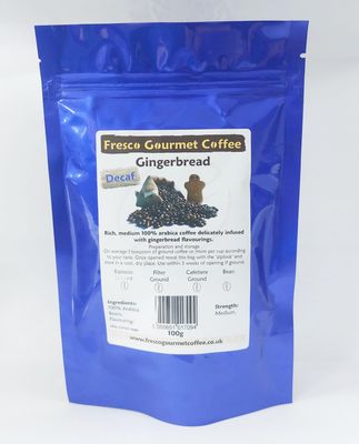 Decaffeinated Flavoured Coffee Bean - Gingerbread, Ground for Espresso Coffee Maker,1kg