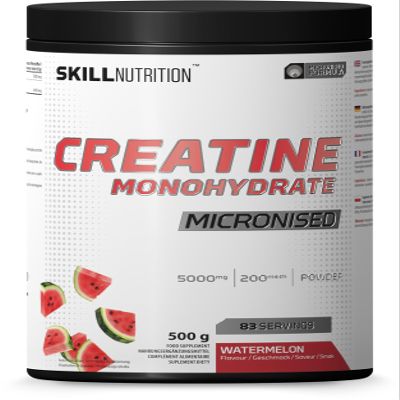 Skill Nutrition Micronized Creatine Monohydrate Watermelon | High-Absorption Formula with Refreshing Flavor | Boosts Strength, Muscle Growth, and Recovery | Vegan-Friendly, Halal | 500g