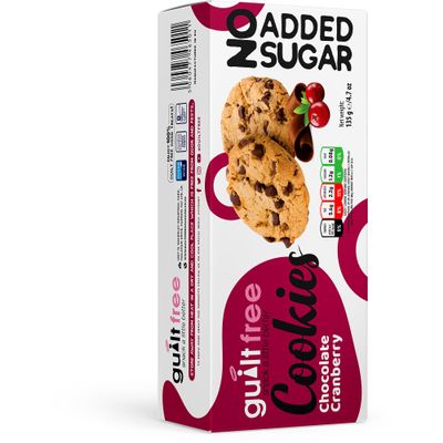 GuiltFree Sugar Free Cookies 128g No Added Sugar Biscuits Sugar Free Cookie Biscuit Keto for Diabetic Friendly Gift Hamper Basket Box Collection (Chocolate Cranberry)
