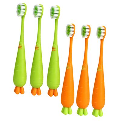 Healeved 6pcs Carrot Toothbrush for Boys and Girls Soft Manual Teeth Brush Boys and Girls Manual Toothbrush Teeth Cleaning