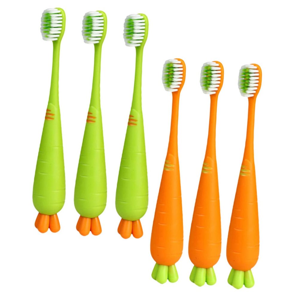 Healeved 6pcs Carrot Toothbrush for Boys and Girls Soft Manual Teeth Brush Boys and Girls Manual Toothbrush Teeth Cleaning
