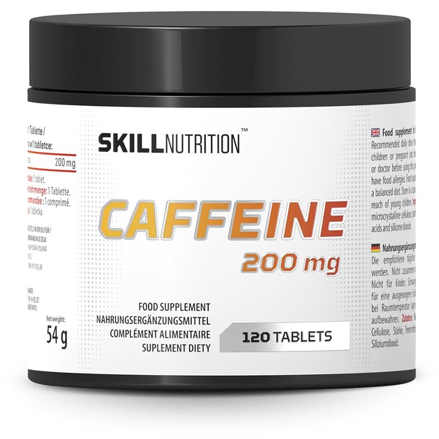 Skill Nutrition Caffeine 200 mg - 120 tabs | High-Potency Caffeine Capsules | Pure Energy for Any Occasion | Vegan-Friendly | No Additives