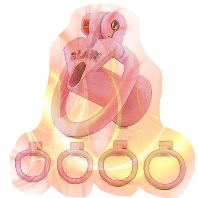 Male Flat Cage with 4 Rings, Lightweight Flat Devices for Men Disguise -UKHA18 (Pink, Negative 4)