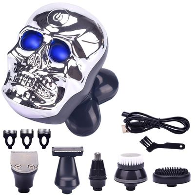 HXFFXHF Electric Razor for Men's, Electric Shavers for Men Skull Shaver Razor 5 Blades USB Rechargeable Men's Shaver Barber Beard Trimmer Razors Shaving Machine (Color : Sliver)