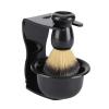 Shaving Brush Set, Manual 3 in 1 Shaving Kit for Men Hair Nylon Beard Brush with Stand Shaver Holder and Shaving Bowl for Men Beard Remover view 2