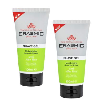 Erasmic Shave Gel for Men with Aloe Vera  Hydrating Shaving Gel for Sensitive Skin, Anti-Irritation Formula, Travel Size 100ml, 2 Pack + Cheeroo Magnet