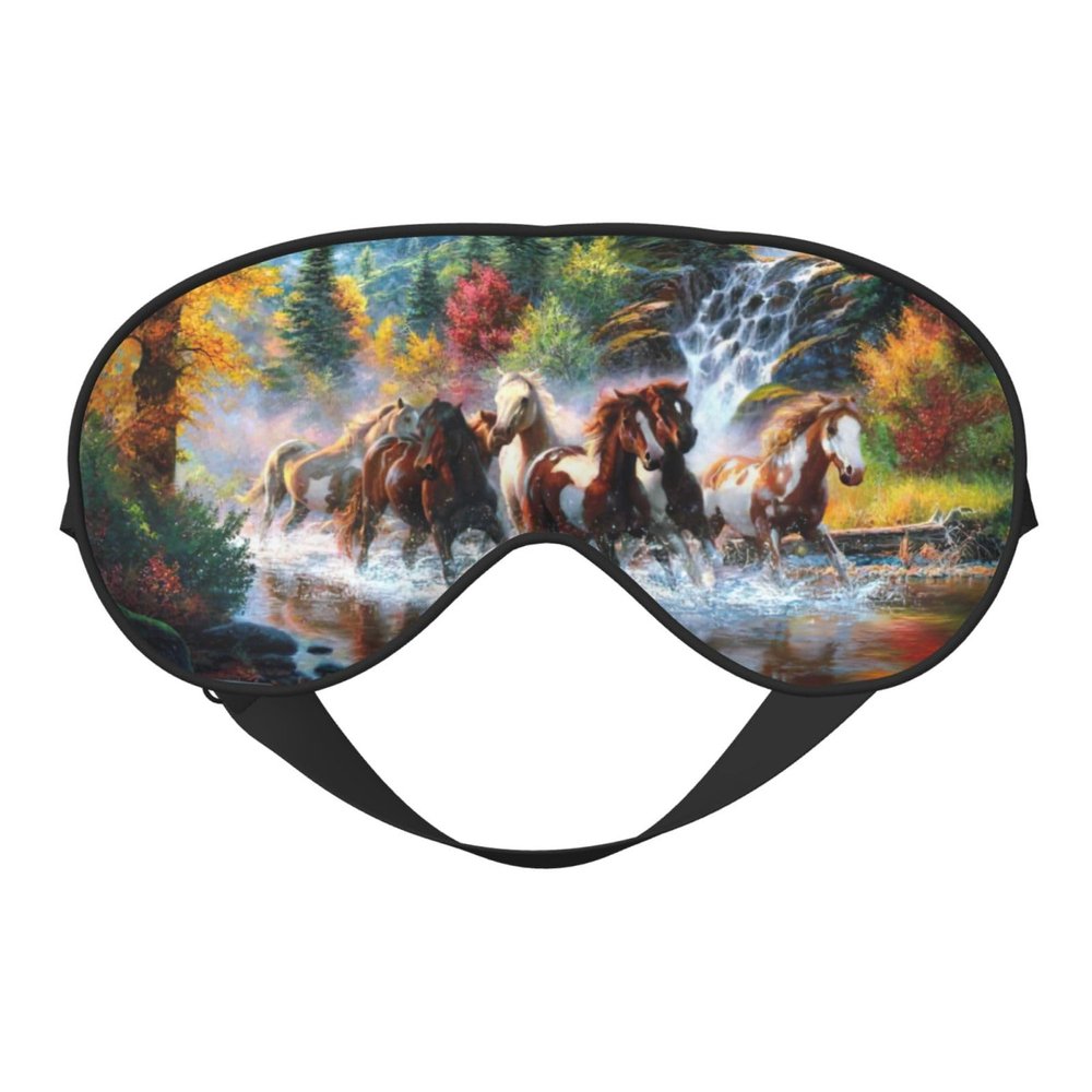 Horses Print Soft Blackout Eye Mask,Travel Eye Mask,Side Sleeper Eye Covers,Sleep Eye Mask for Men Women