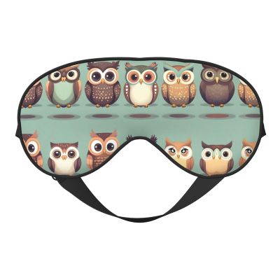 Cartoon Owls Cute Print Soft Blackout Eye Mask,Travel Eye Mask,Side Sleeper Eye Covers,Sleep Eye Mask for Men Women
