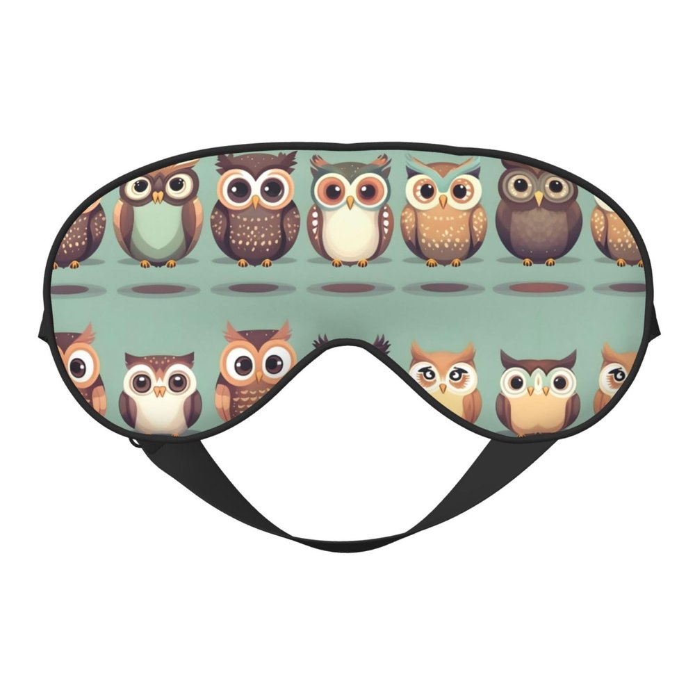 Cartoon Owls Cute Print Soft Blackout Eye Mask,Travel Eye Mask,Side Sleeper Eye Covers,Sleep Eye Mask for Men Women
