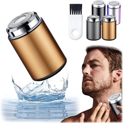 Mini Electric Shaver - Mini Shaver Portable Electric Shaver,Electric Razor for Men Pocket Size,USB Rechargeable Waterproof Shaver Electric Beard Trimmer for Car,Travel (Gold)