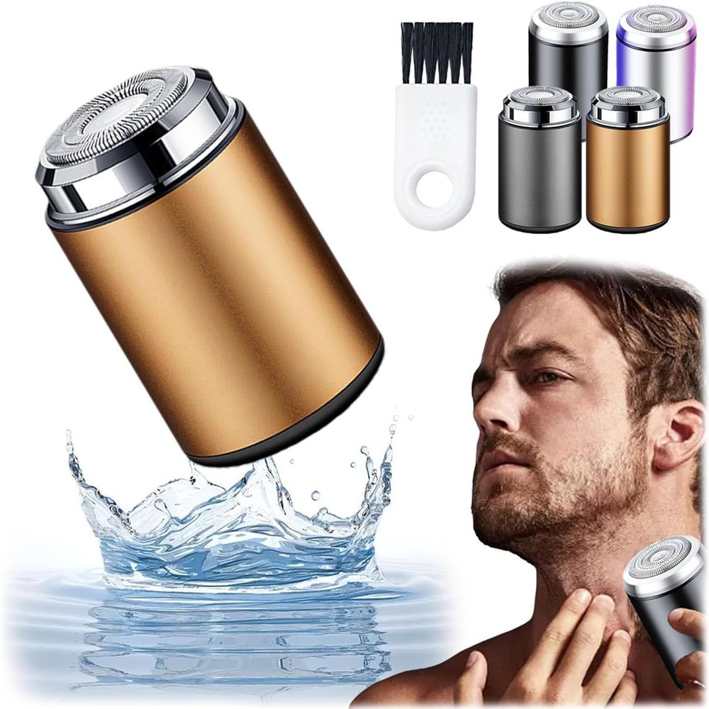 Mini Electric Shaver - Mini Shaver Portable Electric Shaver,Electric Razor for Men Pocket Size,USB Rechargeable Waterproof Shaver Electric Beard Trimmer for Car,Travel (Gold)