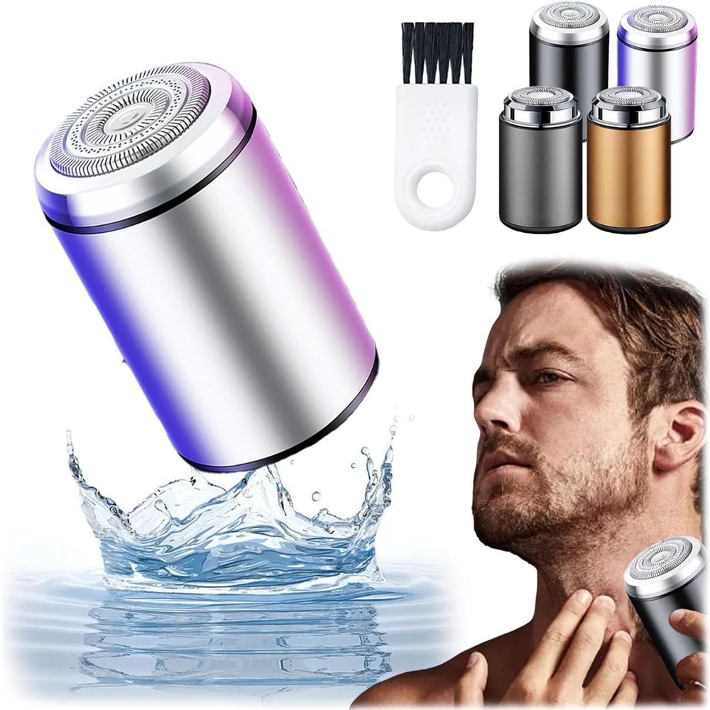 Mini Electric Shaver - Mini Shaver Portable Electric Shaver,Electric Razor for Men Pocket Size,USB Rechargeable Waterproof Shaver Electric Beard Trimmer for Car,Travel (Silver)