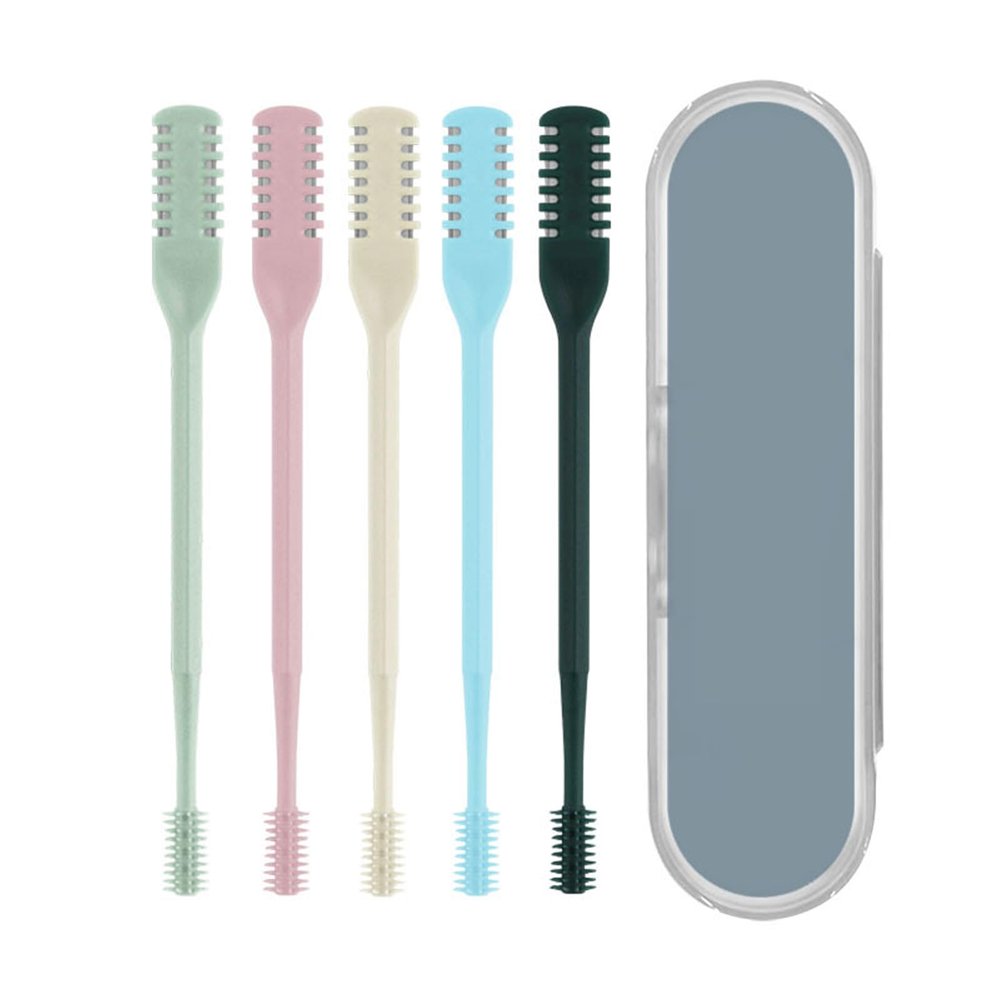 MUNSKT 5Pcs 2-in-1 Rotating Double Sided Manual Nose Hair Trimmer, 360 Nasal Hair Cutter with Storage Box, Nostril Hair Remover Tool for Men Women